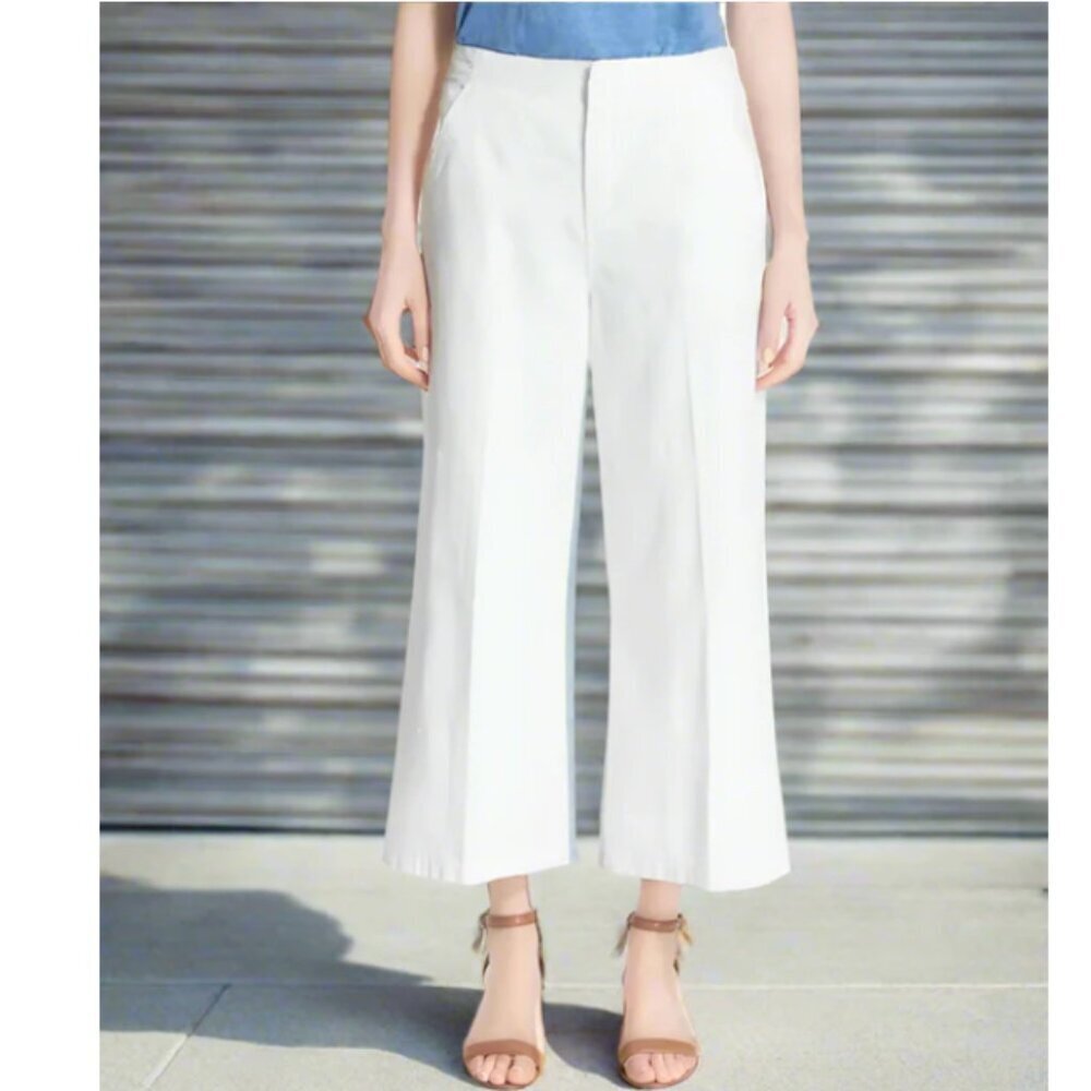 Tory Burch Wide Leg Crop Pant White Jacquard Cotton Culotte 27